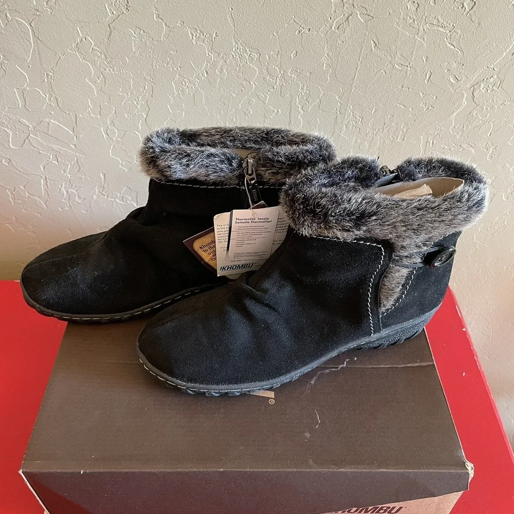 Khombu Womens Black Boots Size 9 US Ski Team Supplier‎ Faux Fur Gracie
